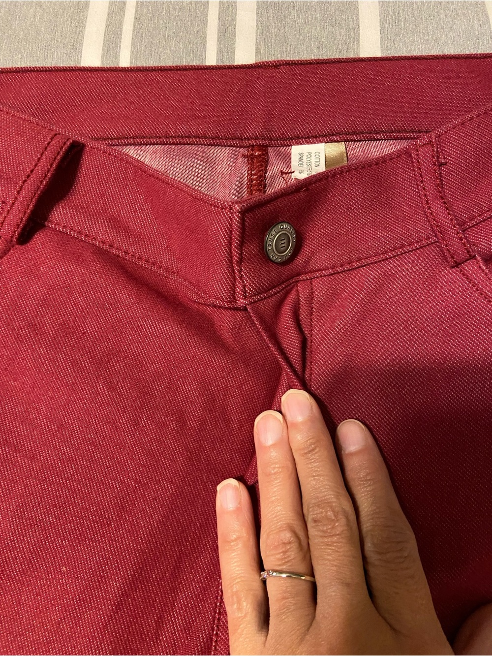 Yelete Wine Skinny Ponte Pants - Picture 2 of 5